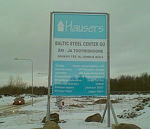 construction banner with metal structure