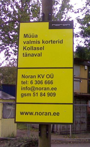 noran plakat vaike kinnisvara arenduse plakat